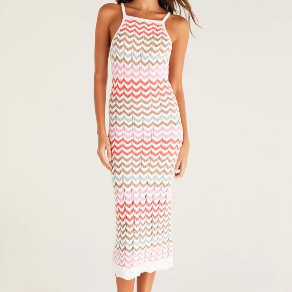 Z SUPPLY STRIPE CROCHET MIDI DRESS